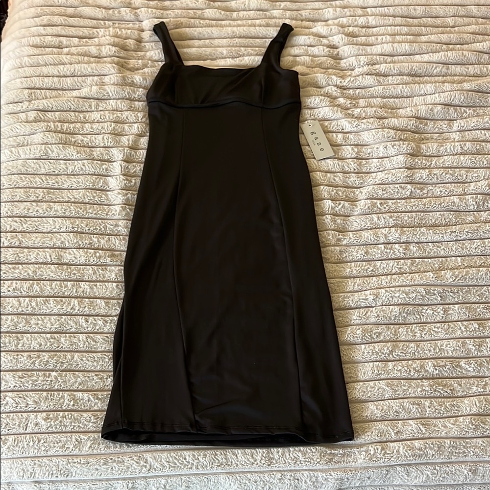 Black Sleeveless Bodycon Midi Dress Square Neck